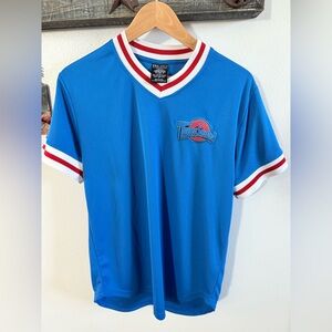 Lunchbox  men’s Tunes Squad royal blue jersey with red &  white cuff edges Large